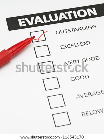 Evaluation form with a tick placed in Outstanding checkbox.