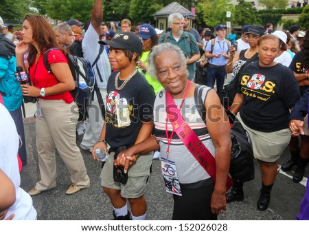 WASHINGTON DC - AUGUST 28, 2013: People from all over gathered to the nation\'s capital to commemorate the fiftieth anniversary of the watershed 1963 march on August 28 2013 in Washington DC.