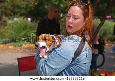 BROOKLYN - SEPTEMBER 7 2013: ADOPT NY hosts it annual Photo Day event at McCarren Park, providing New Yorkers the opportunity to connect with animals in dire need of homes September 7 2013 in Brooklyn