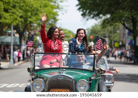 NEW YORK CITY - MAY 26 2014: The 146th annual King\'s County Memorial Day Parade, one of the nation\'s oldest, honored fallen & living veterans in the streets of Bay Ridge, Brooklyn. 1931 Ford Model A
