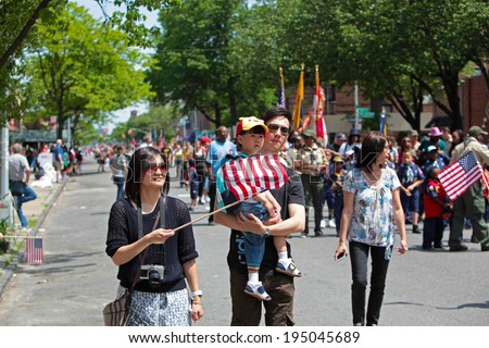 NEW YORK CITY - MAY 26 2014: The 146th annual King's County Memorial Day Parade, one of the nation's oldest, honored fallen & living veterans in the streets of Bay Ridge, Brooklyn.