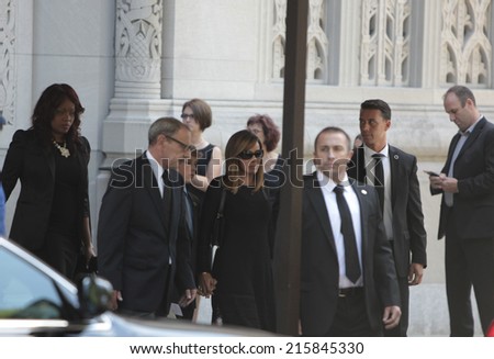 NEW YORK CITY - SEPTEMBER 7 2014: the funeral of comedienne Joan Rivers took place at Temple Emanu-El on Manhattan Upper East Side with many celebrities in film, TV & fashion attending.