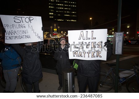 NEW YORK CITY - DECEMBER 8 2014: several hundred activists staged a \