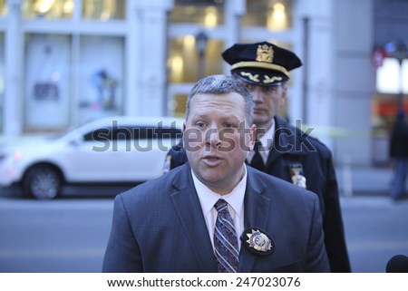 NEW YORK CITY - JANUARY 25 2015: a shooting at the Home Depot store in Chelsea left two employees dead in what is being called a murder-suicide. Lead investigator Capt. Stephen Wren updates media