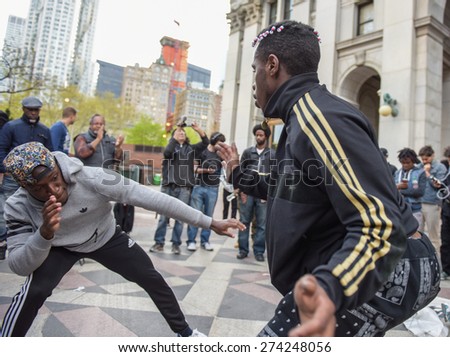 NEW YORK CITY - APRIL 30 2015: several dozen activists staged a \