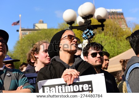 NEW YORK CITY - MAY 1 2015: more than one thousand marched from Union Square Park to Foley Square in celebration of International Workers\' Day & continue to demand accountability for law enforcement