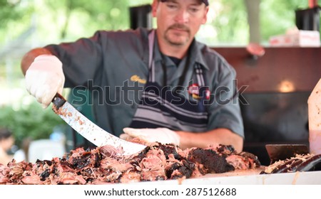 NEW YORK CITY - JUNE 14 2015: Big Apple Barbecue hosted its annual Barbecue Block Party in Madison Square Park drawing thousands of visitors