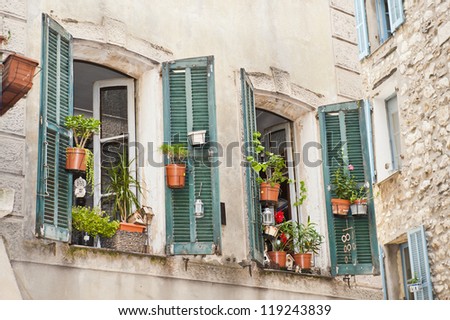 window garden in the medieval walled village of Vence in Provence near Nice France