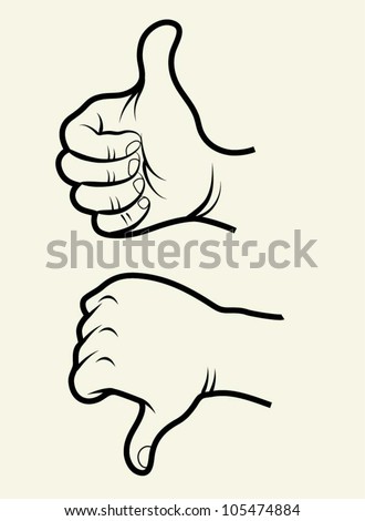 Hand signs vector. Good and bad symbol hand illustration by ...