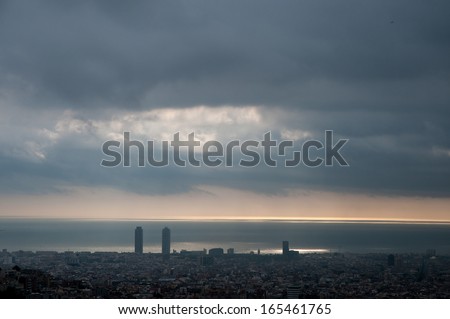 Barcelona skyline with Hotel Arts and Mapfre Tower