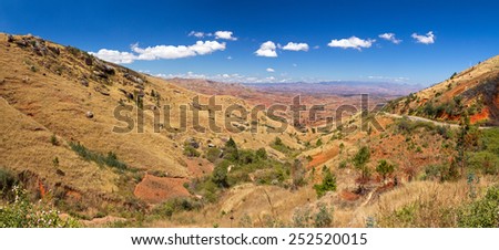 Beautiful panorama of the landscape of Madagascar with a nice blue sky and some clouds