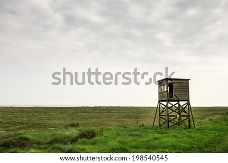 old beach hut or look out tower taken in Bradwell-on-Sea in essex england