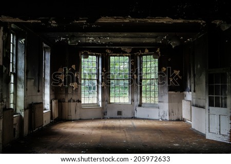 inside view of a deserted run down building