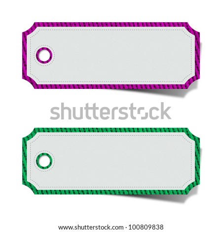Blank fabric tag  isolated on white background. Price tag, gift tag, sale tag, You can add your text inside