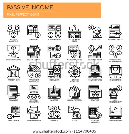 Passive Income , Thin Line and Pixel Perfect Icons