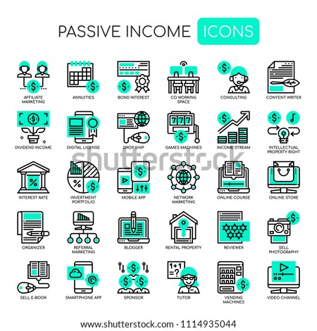 Passive Income , Thin Line and Pixel Perfect Icons