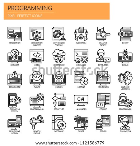 Programming , Thin Line and Pixel Perfect Icons