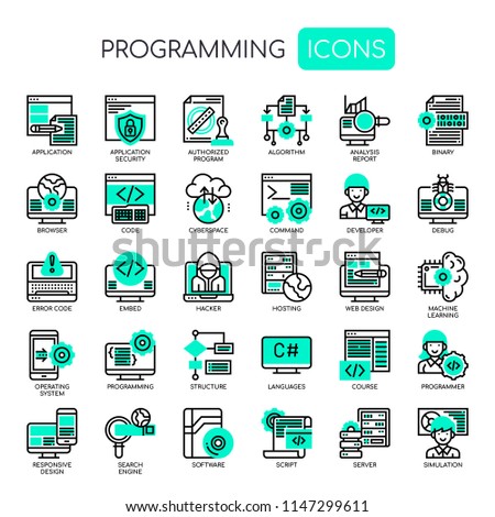 Programming , Thin Line and Pixel Perfect Icons