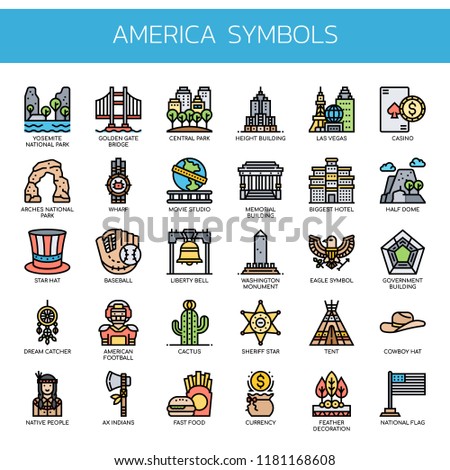 America Symbols , Thin Line and Pixel Perfect Icons