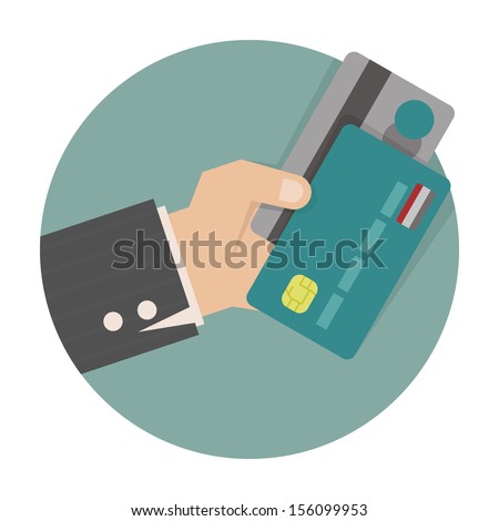 Businessman hand holding credit card , eps10 vector format