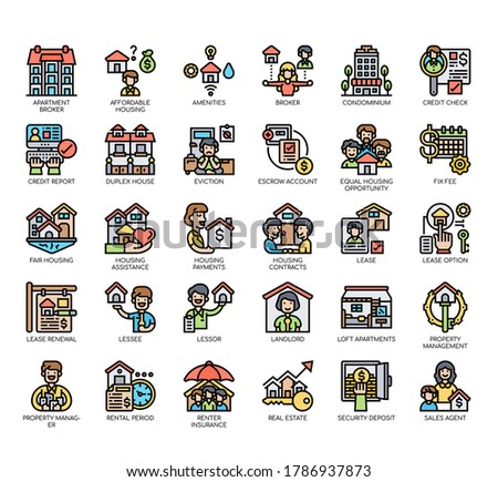 Set of rental property investing thin line and pixel perfect icons for any web and app project. 