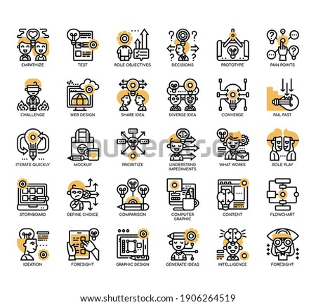 Set of Design Thinking thin line and pixel perfect icons for any web and app project. 