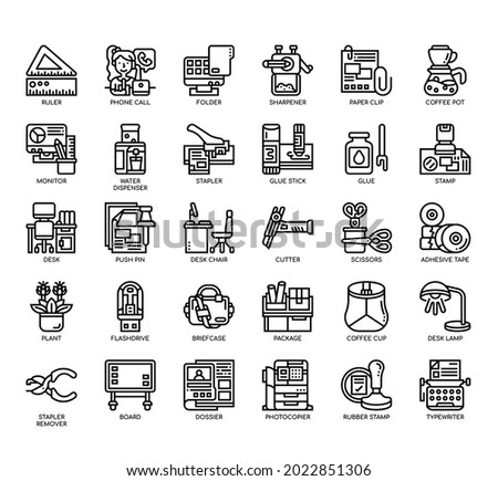 Set of Office Equipment 2 thin line and pixel perfect icons for any web and app project. 