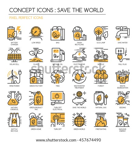 Save the world , Thin Line and Pixel Perfect Icons