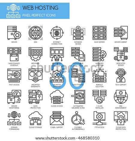 Web hosting , Thin Line and Pixel Perfect Icons