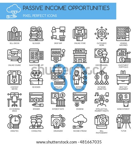 Passive Income Opportunities , Thin Line and Pixel Perfect Icons