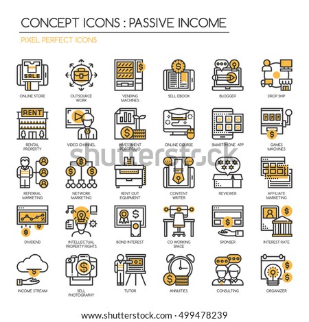 Passive Income Opportunities , Thin Line and Pixel Perfect Icons