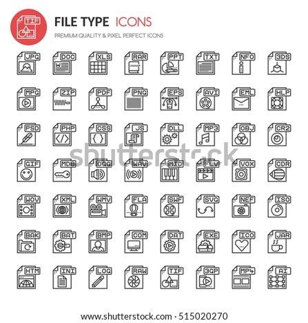 File Type Icons , Thin Line and Pixel Perfect Icons