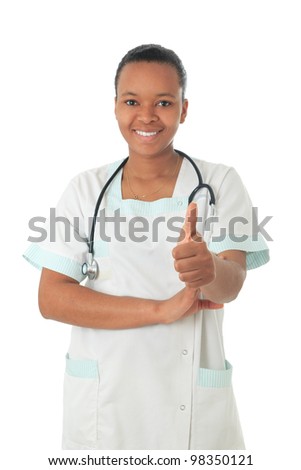 African American doctor nurse black book and stethoscope isolated metisse