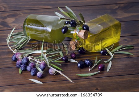 Olive oil bottles with vintage style