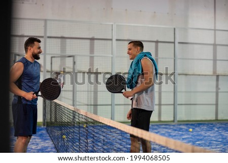 Similar – Image, Stock Photo Aged tennis player bouncing ball on racket