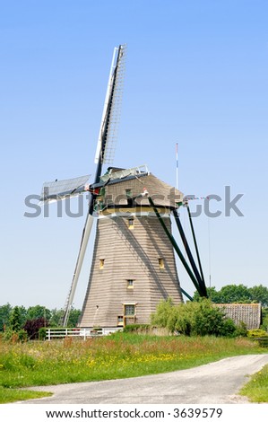 A typical Dutch windmill in Leidschendam, the Netherlands
