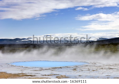 The geothermal activity and hot springs in Hveravellir along the Kjolur highland route in Iceland