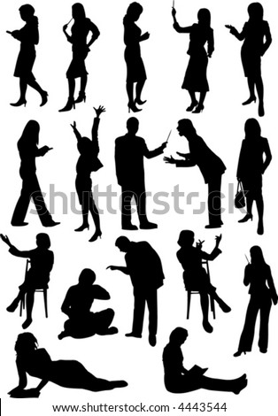 Silhouette Of Studying People Stock Vector Illustration 4443544 ...