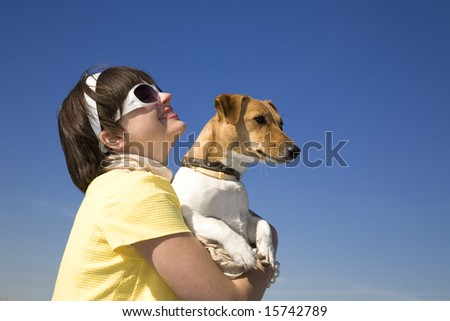 Woman with pet in your hands