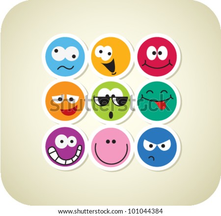 Vector color face icons