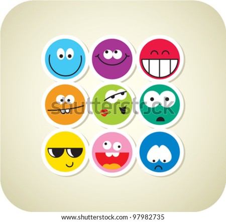 Vector style smile face icons