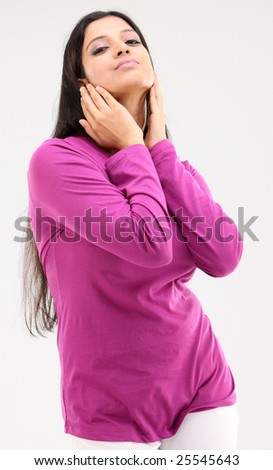lady in pink dress posing beautiful actions