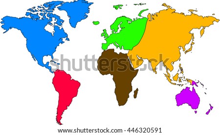 World Map, Europe, Asia, North America, South America, Africa ...