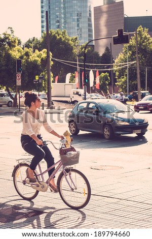 The Bicycle as urban transportation at Santiago de Chile. 11 December, 2012. Santiago, Chile