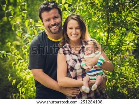 Young family in the garden