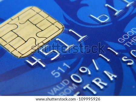 Closeup image of blue credit card
