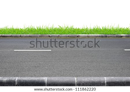 Roadside view and grass on white background