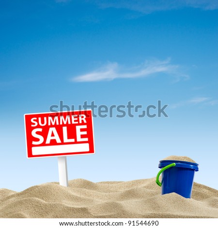 Summer sale on beach sand background