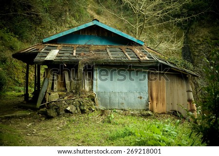 Old run-down hut in Japan.