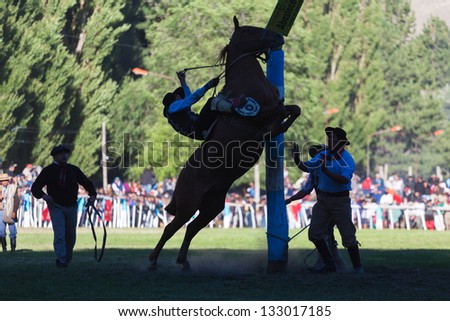 JUNIN DE LOS ANDES, ARGENTINA - FEB 16: Gaucho an National Puestero Festival in Junin de los Andes, February 16, 2013, Patagonia, Argentina